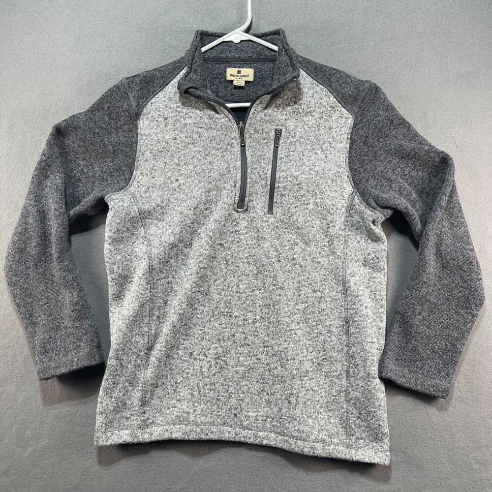 Woolrich Quarter Zip Pullover Sweater XL Gray Cozy Casual Outdoors Pockets